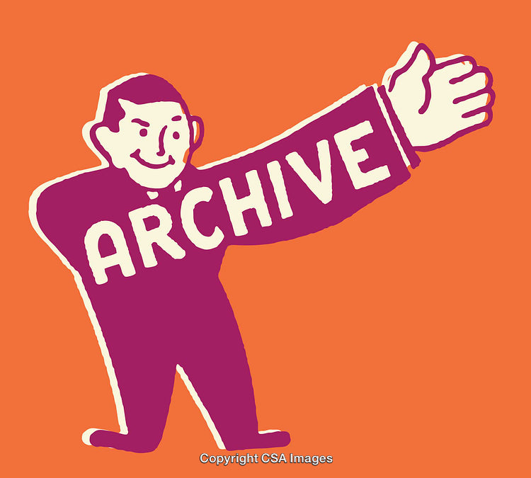 Colorful Abstract Illustration of Archive Concept with Text and Characters