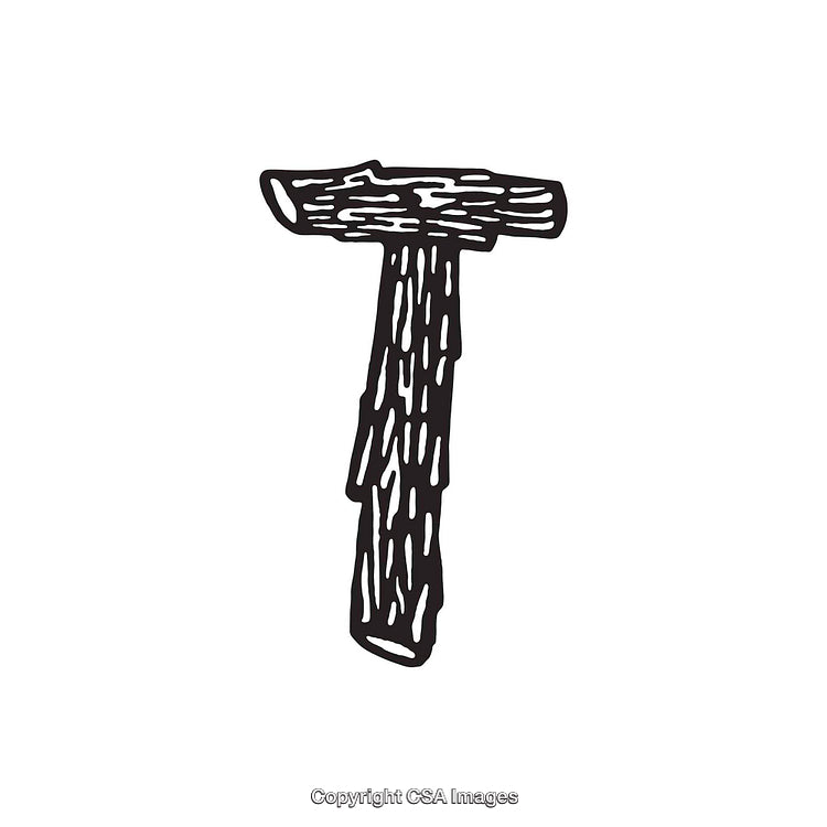 Rustic Illustrated Letter T Designed with Textured Wooden Sticks