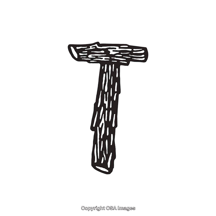 Rustic Illustrated Letter T Designed with Textured Wooden Sticks