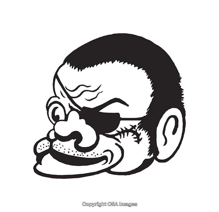 Abstract Black and White Line Art of Stylized Character Face