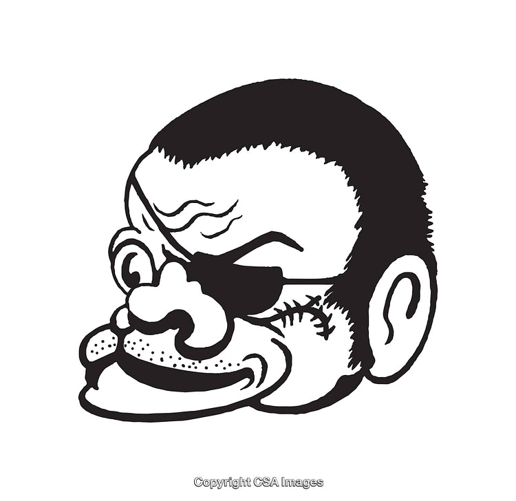 Abstract Black and White Line Art of Stylized Character Face
