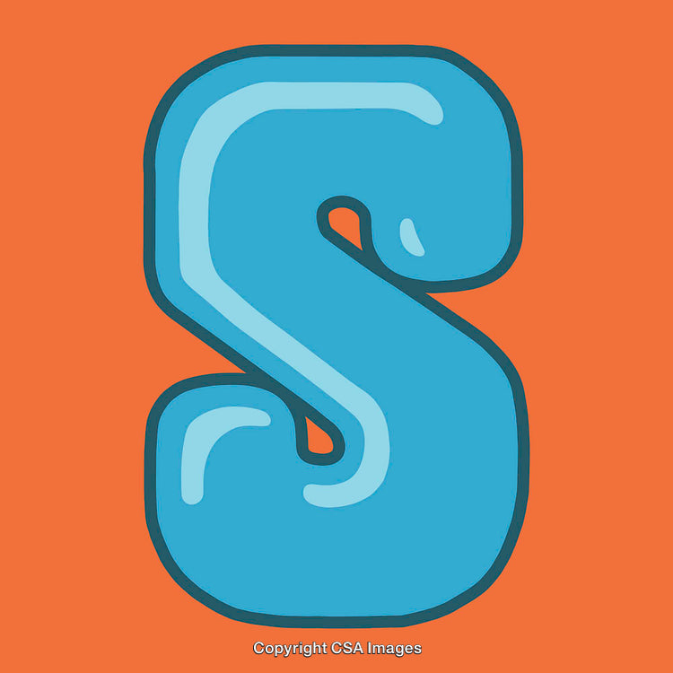 Playful Blue Letter S with Vibrant Orange Background