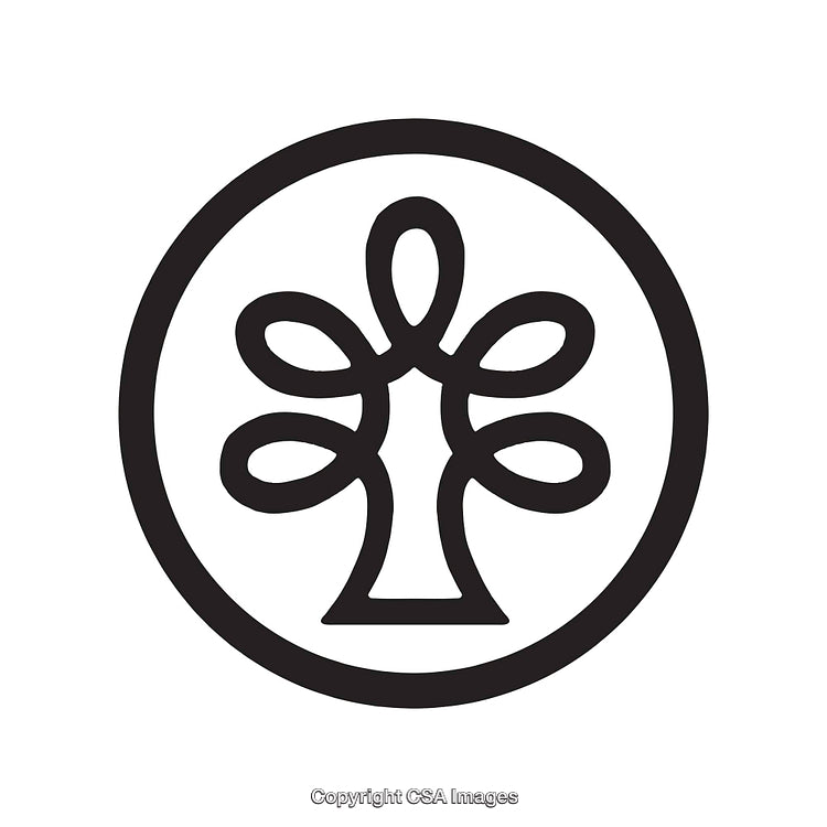 Black and White Tree Symbol Inside a Circular Frame Icon Design