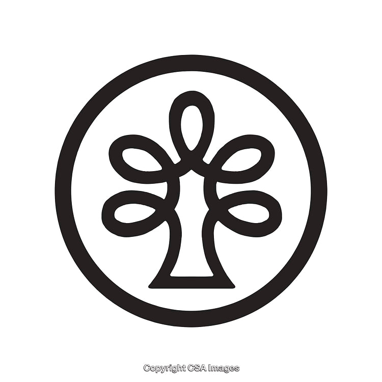 Black and White Tree Symbol Inside a Circular Frame Icon Design