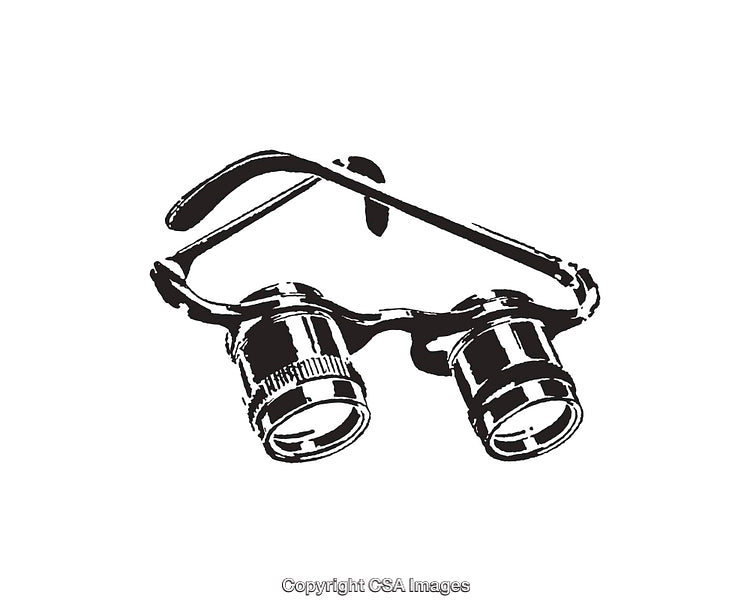 Vintage Binocular-Style Reading Glasses Black and White Illustration