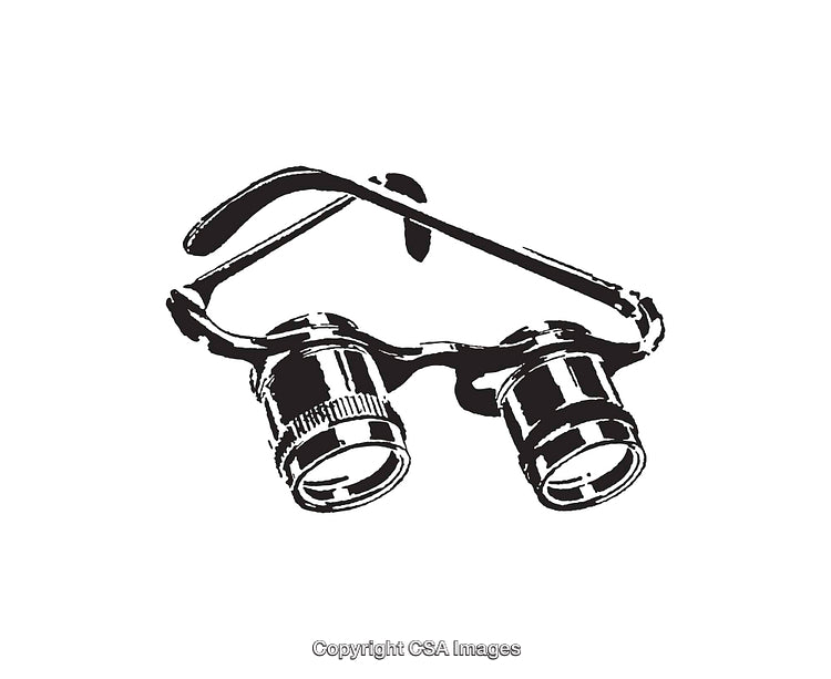 Vintage Binocular-Style Reading Glasses Black and White Illustration