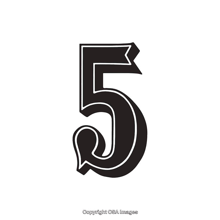 Elegant Monochrome Illustration of the Number Five in Bold Style