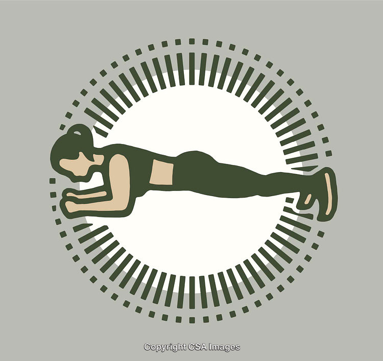 Fitness Illustration Featuring Woman Holding Plank Position in Graphic Style