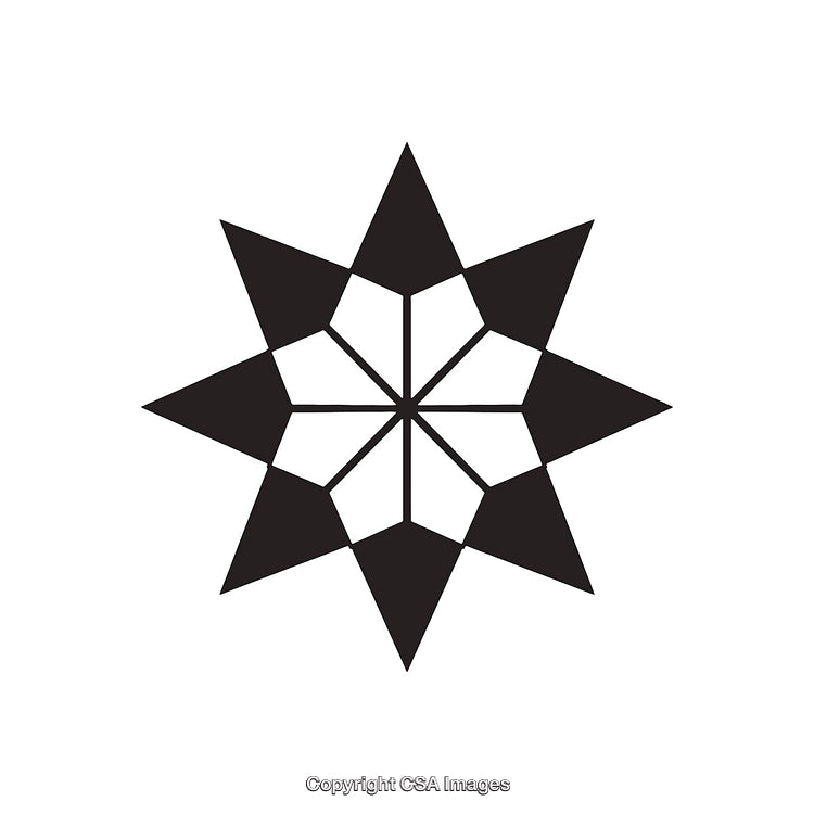 Black and White Geometric Eight-Point Star Design