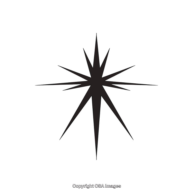 Minimalistic Eight Point Star in Modern Black and White Design