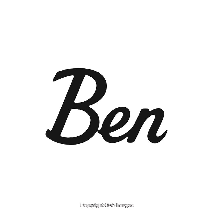 Stylish Cursive Hand Lettering of the Name 'Ben' on White Background