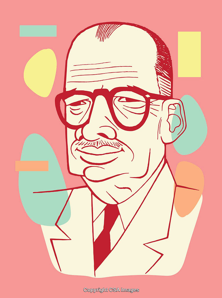 Colorful Line Art Illustration of a Person in Retro Style