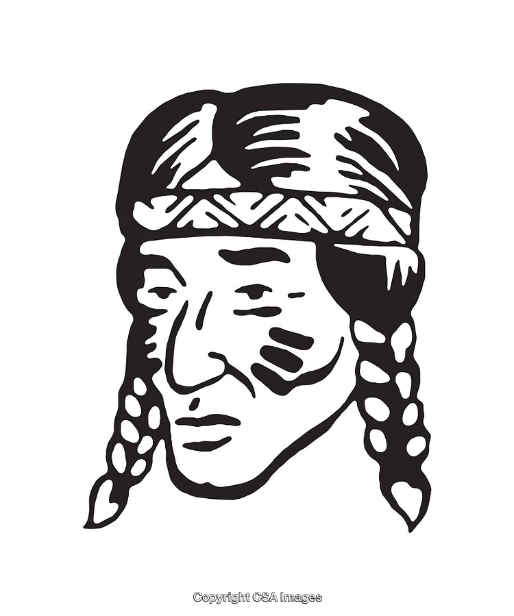 Traditional Black and White Line Art of Symbolic Native Elements