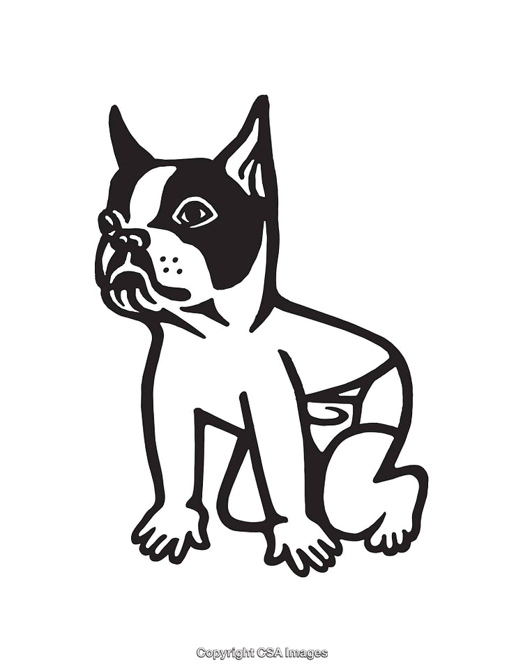 Black and White Line Art of a Cartoon Dog Illustration