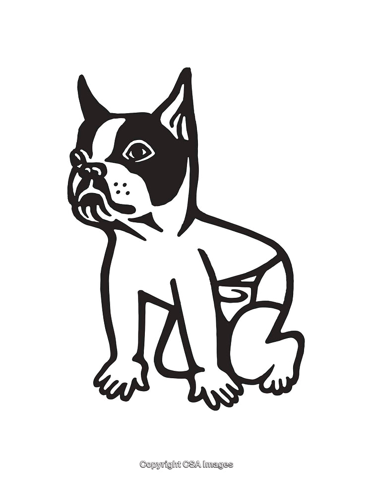 Black and White Line Art of a Cartoon Dog Illustration