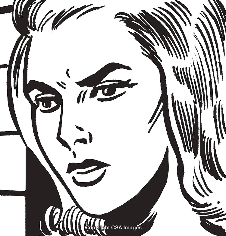 Dramatic Female Portrait Illustration in Retro Comic Art Style