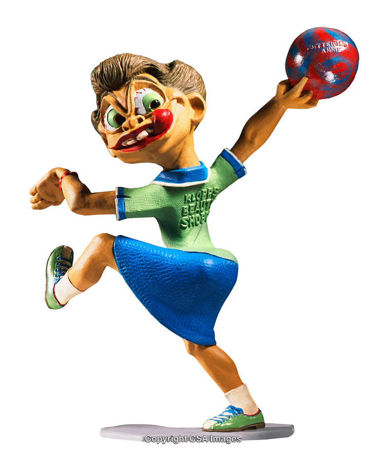 Playful Novelty Toy Figure in Bright Outfit Holding a Colorful Ball