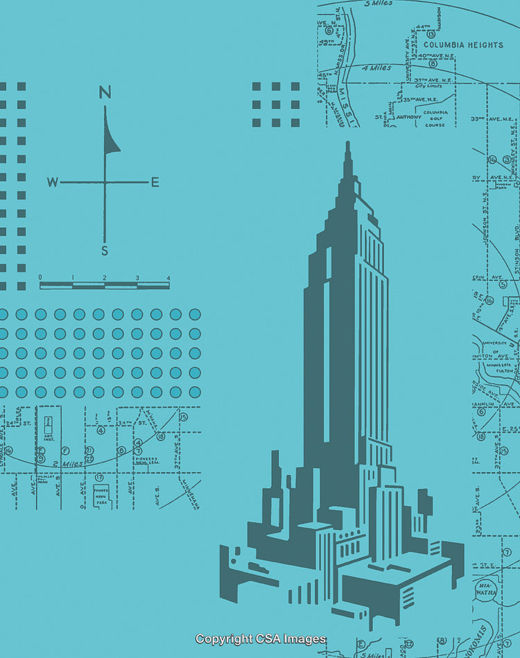Skyscraper on Blue Background