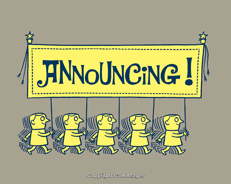 Children Carrying Bold Announcing Banner in Fun Line Art Style Illustration