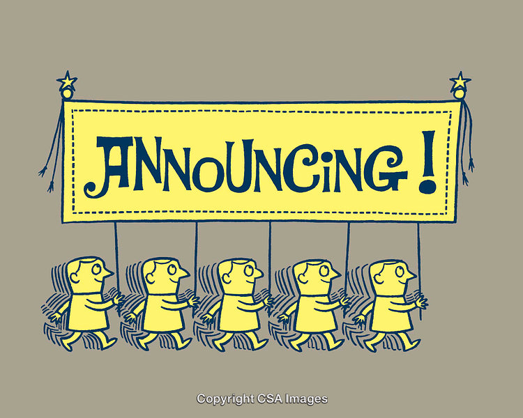 Children Carrying Bold Announcing Banner in Fun Line Art Style Illustration