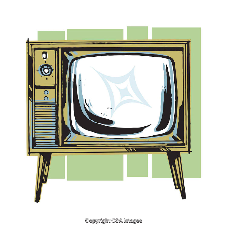 Vintage Television Illustration with Retro Style and Bold Colors