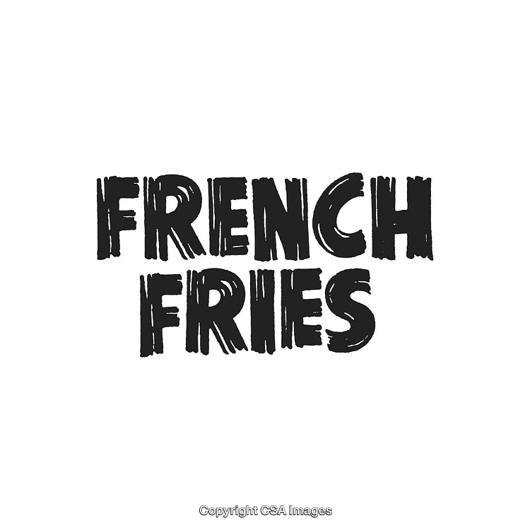 Bold Hand-Drawn French Fries Text on a Minimalist White Background