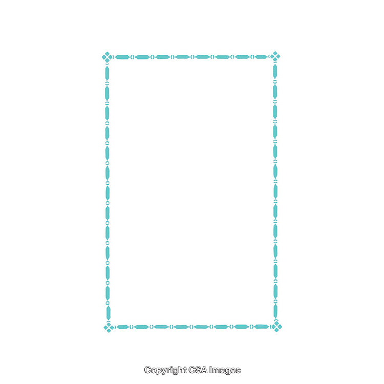 Decorative Rectangular Frame with Geometric Patterns in Teal Design