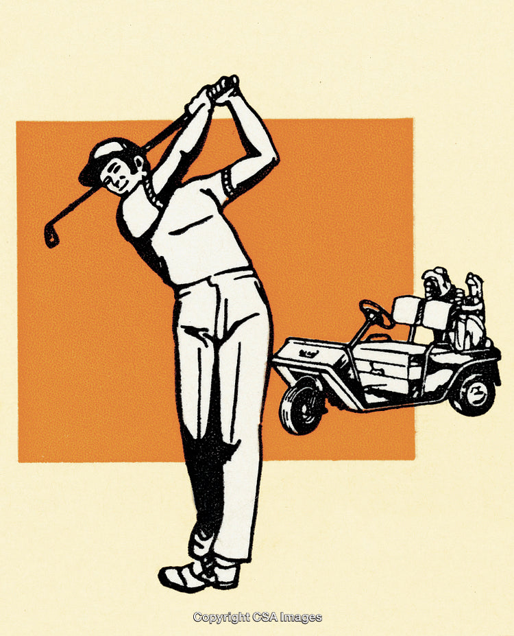 Golfer and Golf Cart