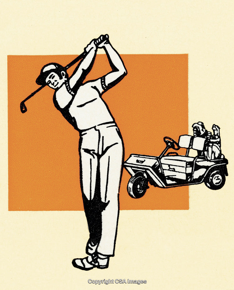 Golfer and Golf Cart
