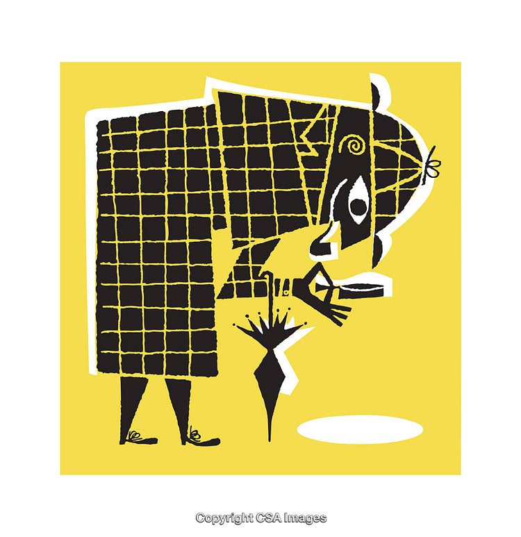 Stylized Abstract Illustration of a Unique Character in Vibrant Yellow and Black