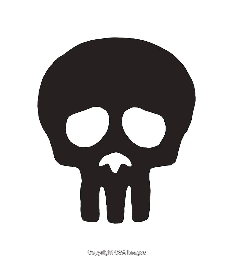 Black And White Icon Of A Skull With Minimalistic Features