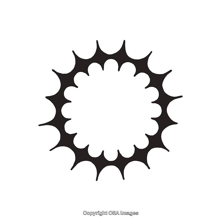 Black and White Circular Abstract Shape with Spiked Design