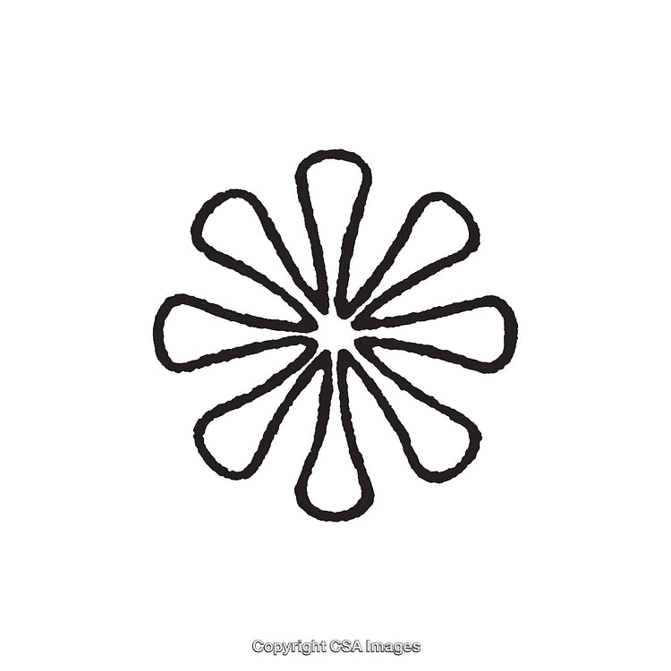 Stylish Black and White Floral Shape with Symmetrical Outline
