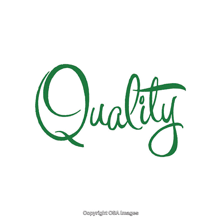 Elegant Green Calligraphy Design Emphasizing Quality and Minimalist Aesthetics