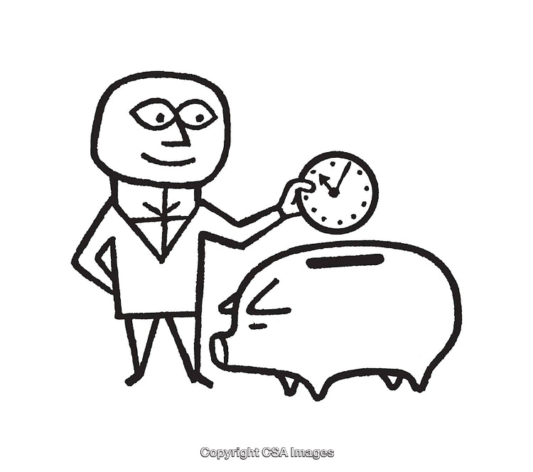 Hand-Drawn Illustration of Time and Financial Management