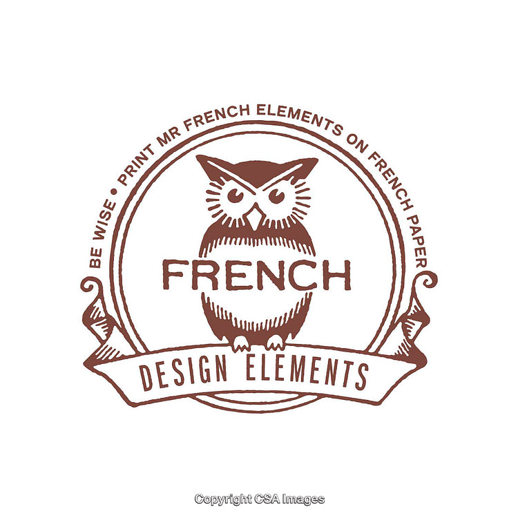Vintage Styled Owl Emblem with French Design Elements