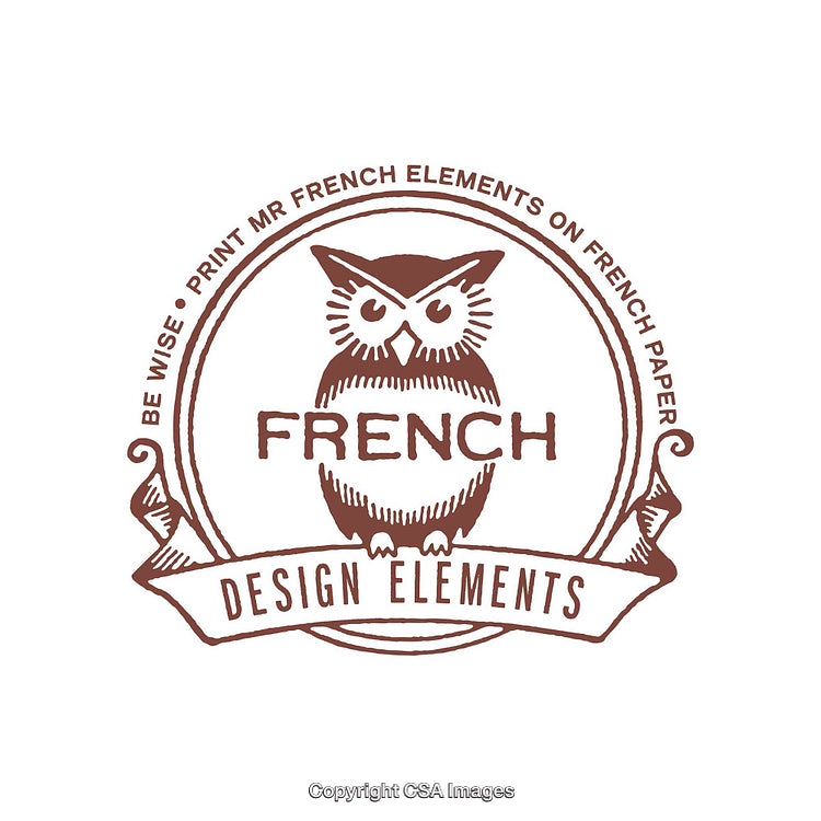 Vintage Styled Owl Emblem with French Design Elements