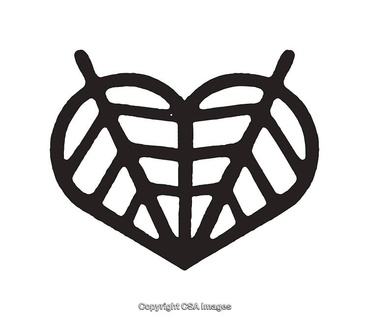 Stylized Black and White Heart and Leaf Shaped Icon Illustration