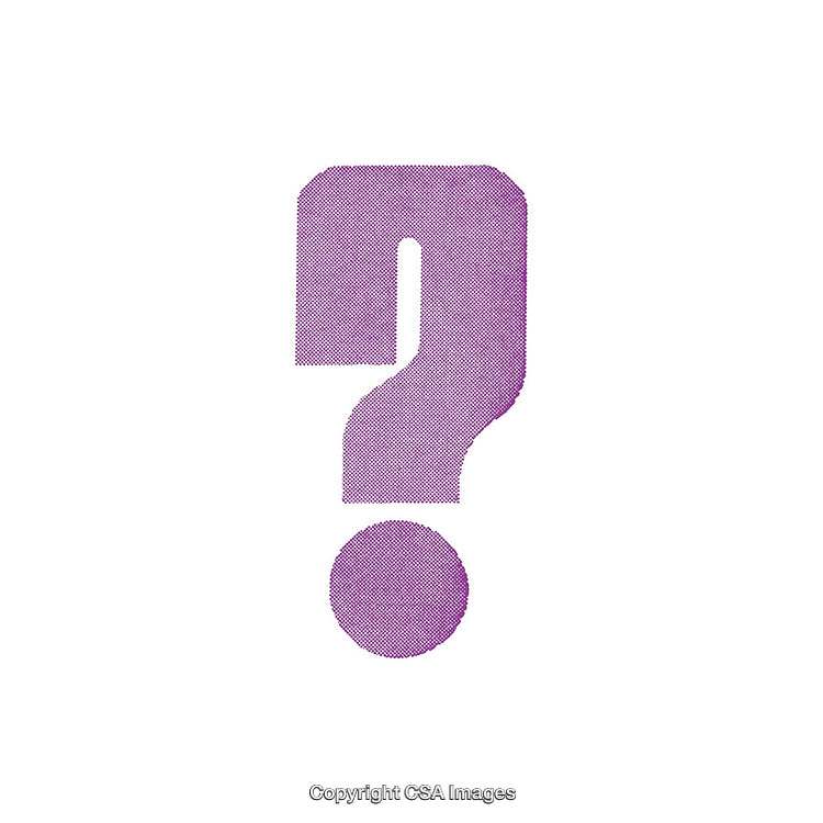 Purple Halftone Stylized Question Mark on White Background