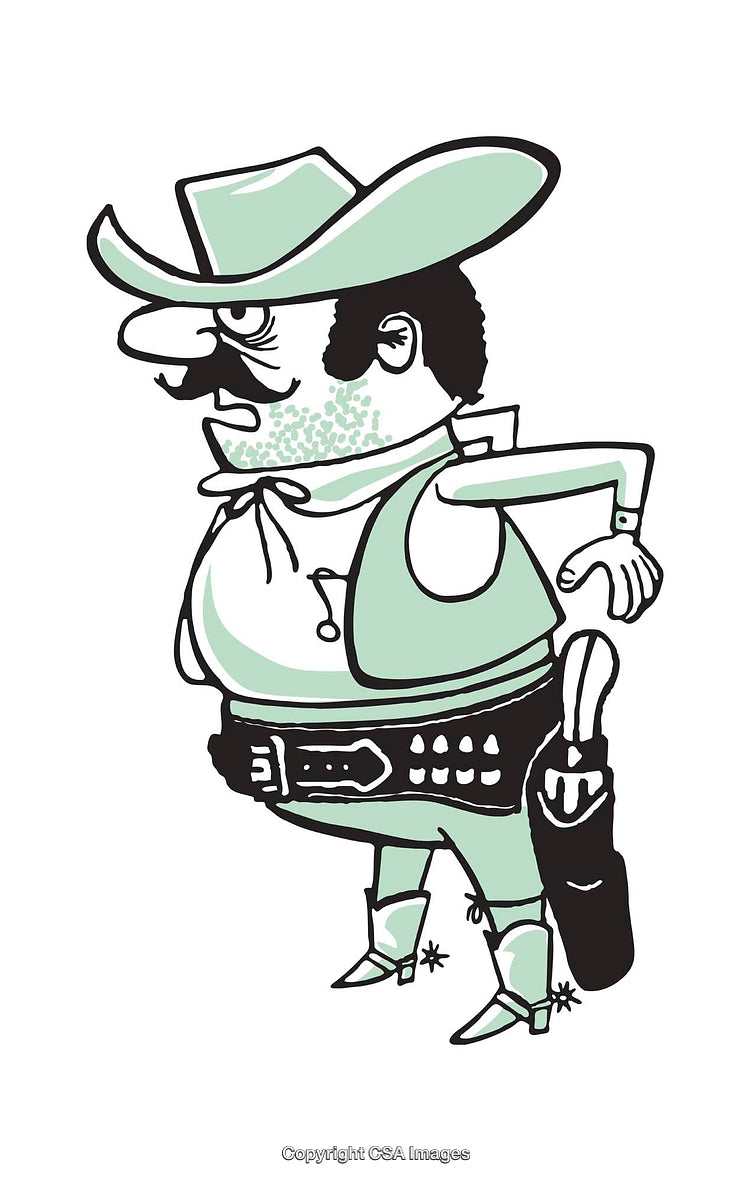 Cartoon Illustration of a Cowboy With a Comical Expression