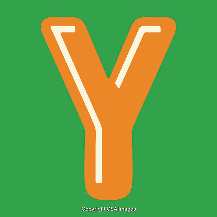 Stylized Orange Letter Y on a Green Background