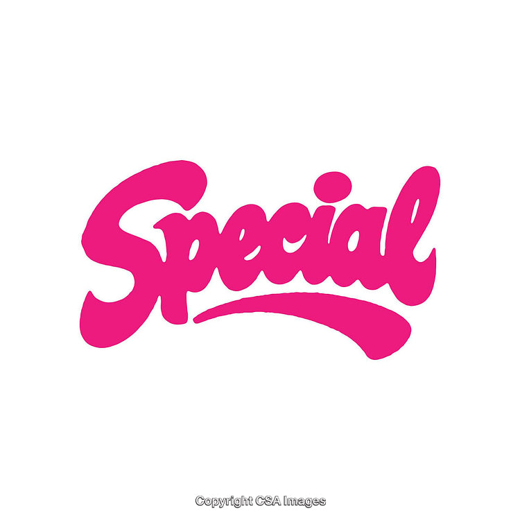 Pink Handwritten Cursive Text Design Reading 'Special' with Elegant Typography
