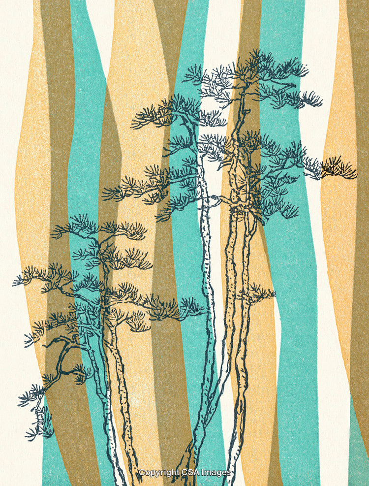 Abstract Representation of Trees Against a Modern Design Background