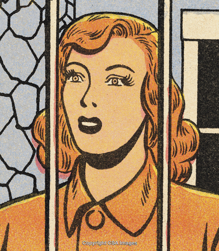 Retro Comic Style Illustration of a Woman with a Surprised Expression