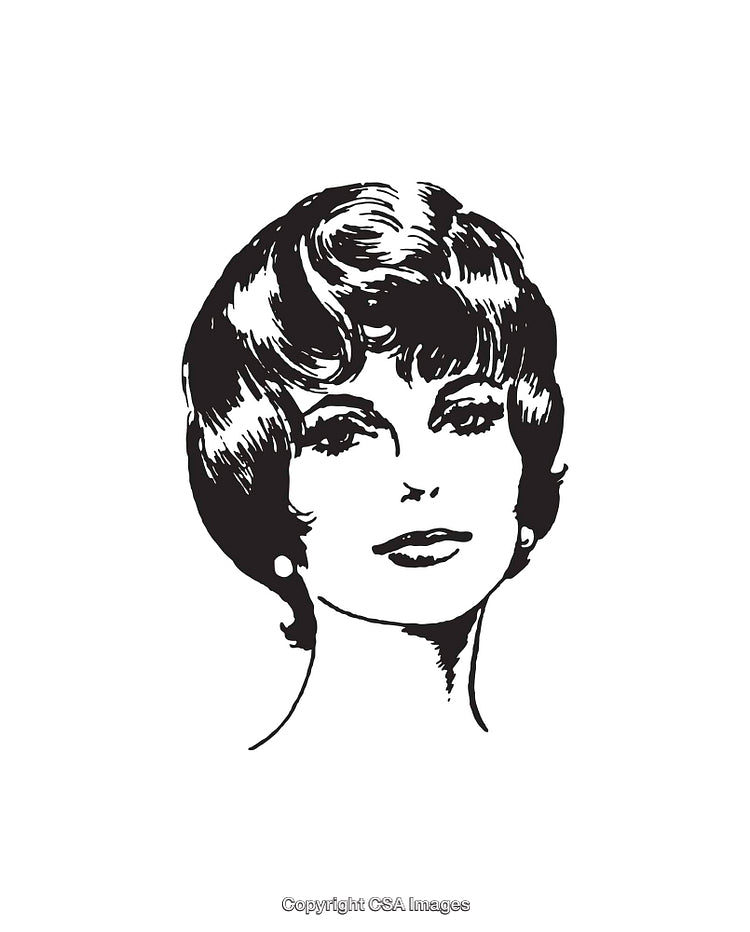 Black and White Retro Style Line Art Portrait