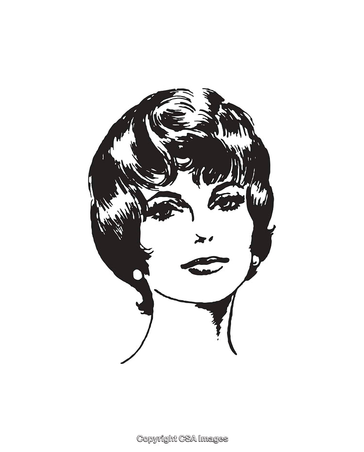 Black and White Retro Style Line Art Portrait