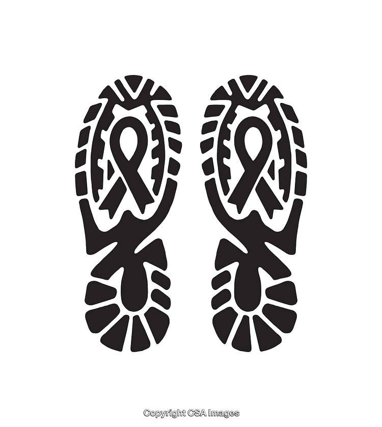 Abstract Boot Sole Design With Awareness Ribbon Icon in Black Design