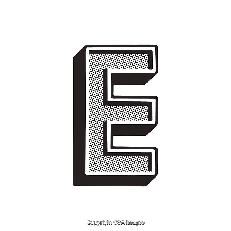 Stylized Halftone Letter E Depicting Bold Graphic Design