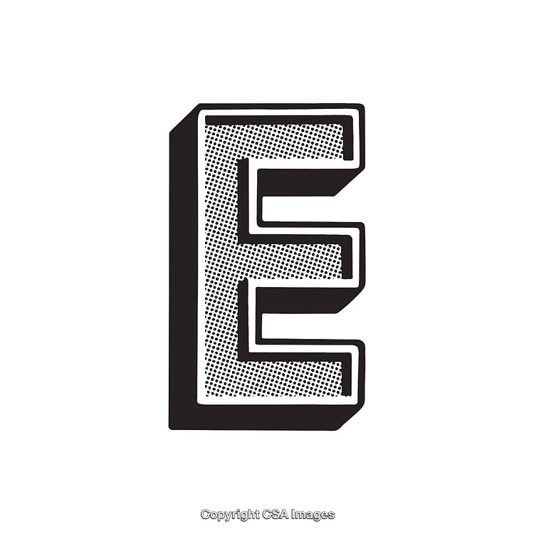 Stylized Halftone Letter E Depicting Bold Graphic Design