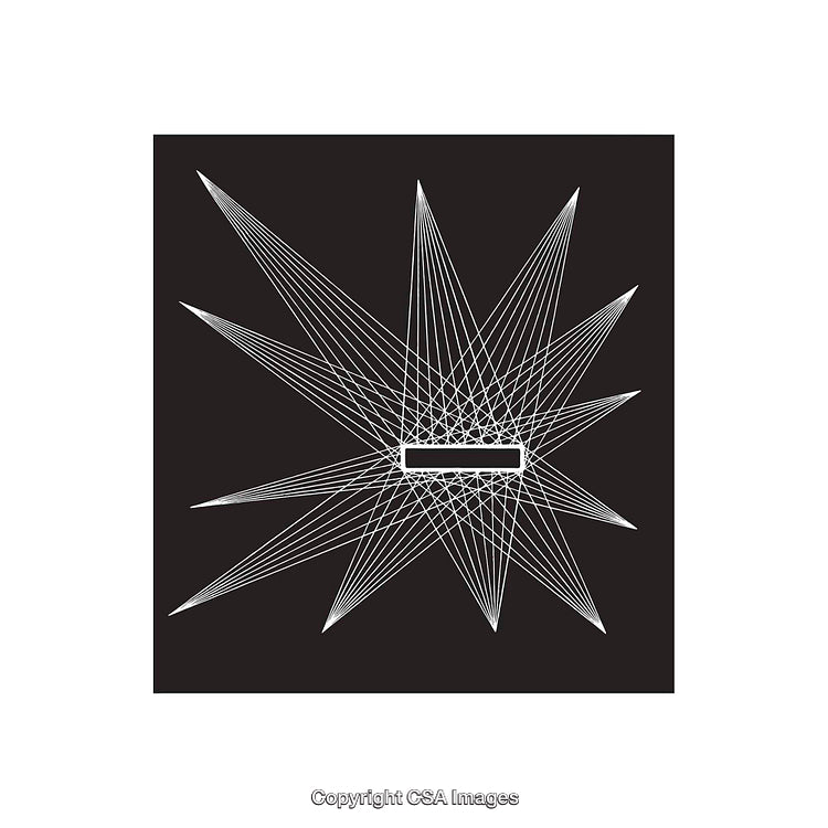 Geometric Abstract Artwork Featuring Symmetrical Lines on Black Background